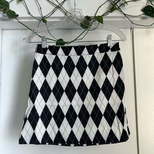 Dolls Kill Sugar Thrillz Clueless Black and White Diamond Mini Skirt